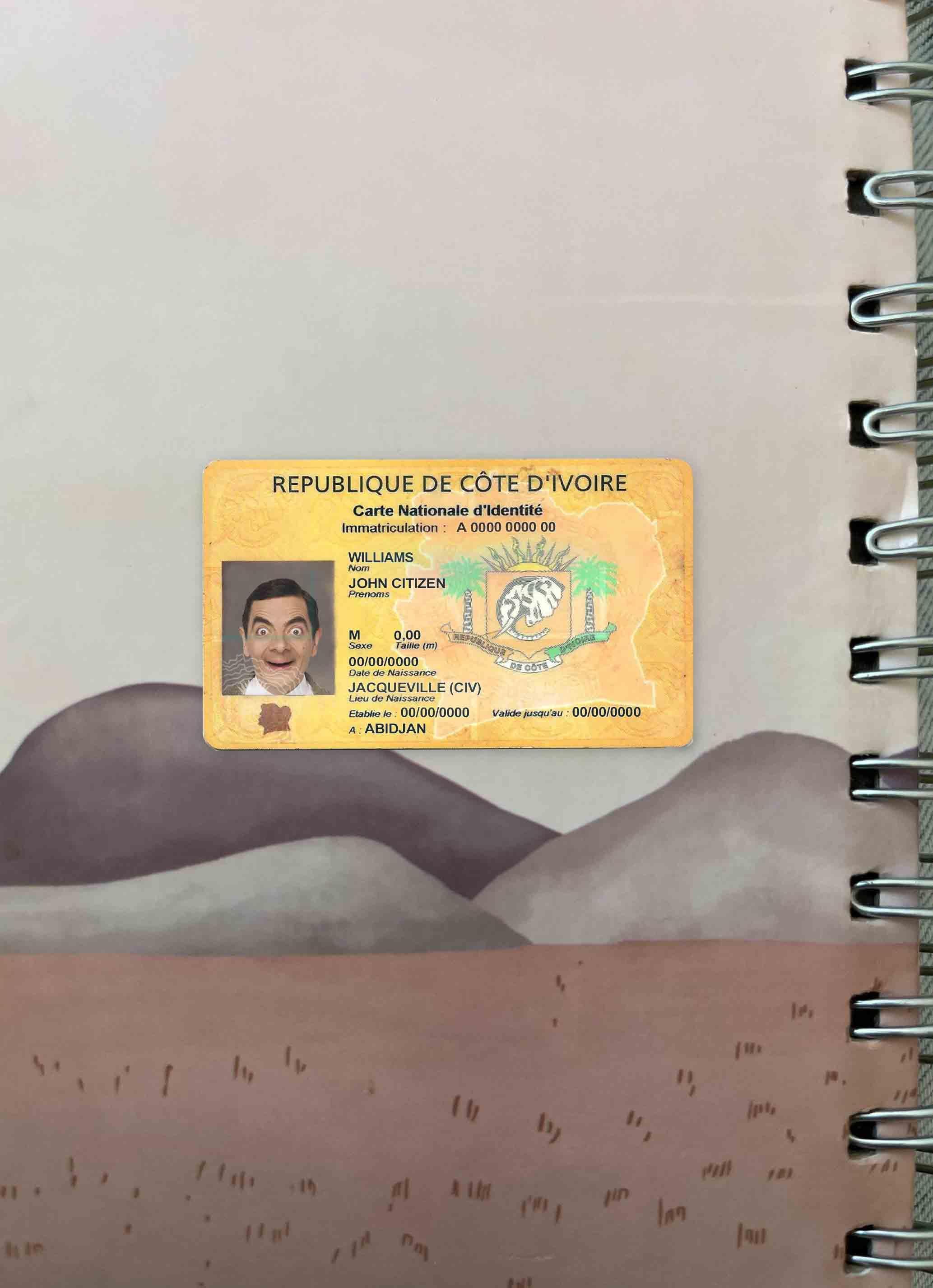 Realistic Cote D'ivoire ID photolook download for verification